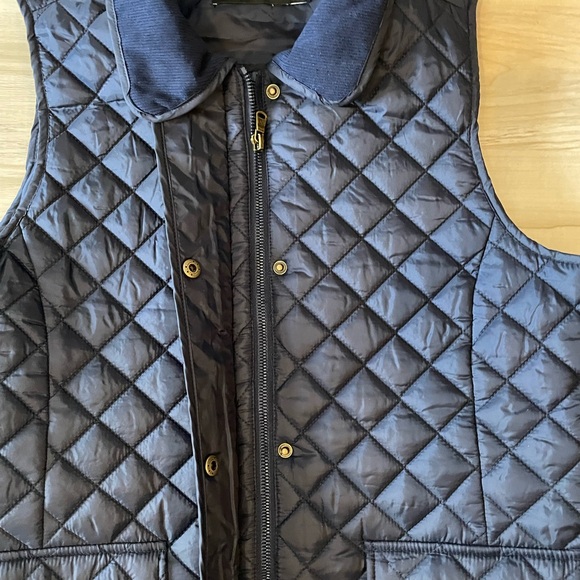 Lauren Ralph Lauren Quilted Vest Size M Dark Navy Zip Snap Corduroy Collar $160 - Picture 6 of 10